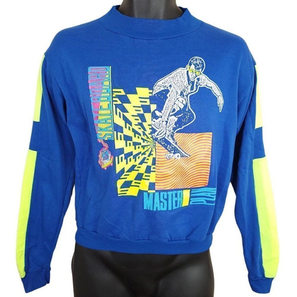 Skateboarding Sweatshirt Vintage 80s Skater Skating Made In USA Mens Size XS